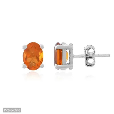 18K White Gold Plated 925 Sterling Silver Oval Cut Natural Golden Topaz Gemstone Stud Earrings for Women and Girls-thumb3