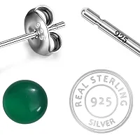 18K White Gold Plated 925 Sterling Silver Natural Green Onyx Designer Dangle Drop Earrings for Women and Girls-thumb4