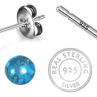 18K White Gold Plated 925 Sterling Silver Natural Turquoise Gemstone Designer Dangle Drop Earrings for Women and Girls-thumb4