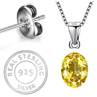 8K White Gold Plated 925 Sterling Silver Pendant / Locket Adorned with Oval Cut Natural Citrine Gemstone for Women  Girls-thumb2