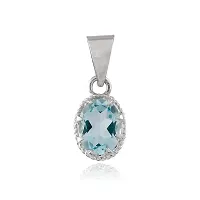 18K White Gold Plated 925 Sterling Silver Pendant / Locket Adorned with Oval Cut Natural Blue Topaz Gemstone for Women  Girls-thumb2