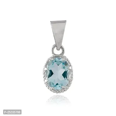 18K White Gold Plated 925 Sterling Silver Pendant / Locket Adorned with Oval Cut Natural Blue Topaz Gemstone for Women  Girls-thumb3