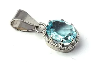 18K White Gold Plated 925 Sterling Silver Pendant / Locket Adorned with Oval Cut Natural Blue Topaz Gemstone for Women  Girls-thumb4