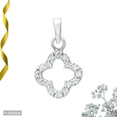 18K White Gold Plated 925 Sterling Silver Floral Shape Pendant / Locket Adorned with Authentic Round Brilliant Cut Zirconia Crystals for Women  Girls