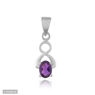 18K White Gold Plated 925 Sterling Silver Pendant / Locket Adorned with Oval Cut Natural Amethyst Gemstone for Women  Girls-thumb2