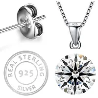 18K White Gold Plated 925 Sterling Silver Pendant Necklace, Evil Eye Zirconia Crystals, Silver Pendant Necklace for Women-thumb4