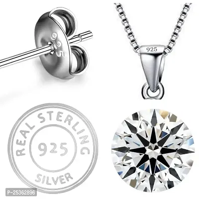 18K White Gold Plated 925 Sterling Silver Pendant Necklace, Evil Eye Zirconia Crystals, Silver Pendant Necklace for Women-thumb5