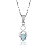 18K White Gold Plated 925 Sterling Silver Natural Blue Topaz Gemstone Pendant Necklace and Earring Set for Women and Girls-thumb1