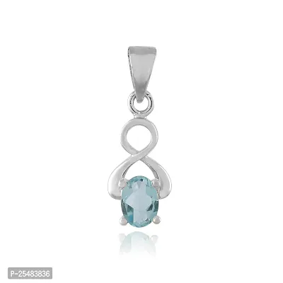 18K White Gold Plated 925 Sterling Silver Natural Blue Topaz Gemstone Pendant Necklace and Earring Set for Women and Girls-thumb3