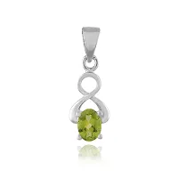 18K White Gold Plated 925 Sterling Silver Natural Peridot Gemstone Pendant Necklace and Earring Set for Women and Girls-thumb1