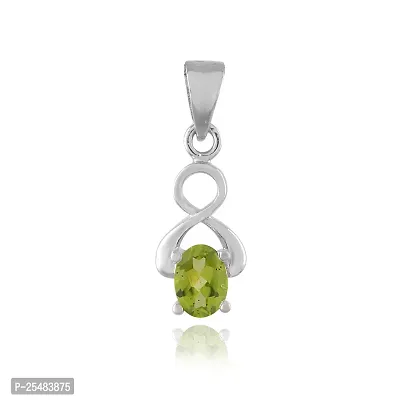 18K White Gold Plated 925 Sterling Silver Natural Peridot Gemstone Pendant Necklace and Earring Set for Women and Girls-thumb2