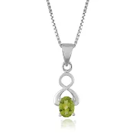 18K White Gold Plated 925 Sterling Silver Natural Peridot Gemstone Pendant Necklace and Earring Set for Women and Girls-thumb2