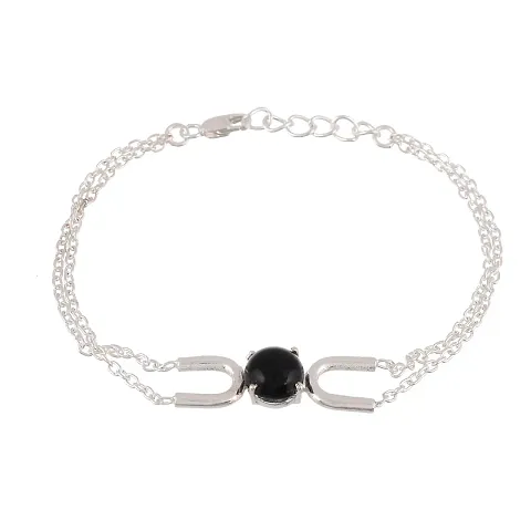 18K Plated 925 Sterling Cabochon Cut Onyx Gemstone Bracelet for Women