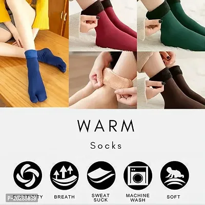 Winter Woolen Velvet Socks for Women Pack of *6 Pairs of Multicolour*. A Perfect Winter Wear and Gives You Warm Feeling In This Cold Winter  These Winter Velvet Woolen Socks Soft Warm Breathable Vint-thumb5