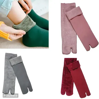 Winter Woolen Velvet Socks for Women Pack of *6 Pairs of Multicolour*. A Perfect Winter Wear and Gives You Warm Feeling In This Cold Winter  These Winter Velvet Woolen Socks Soft Warm Breathable Vint-thumb2