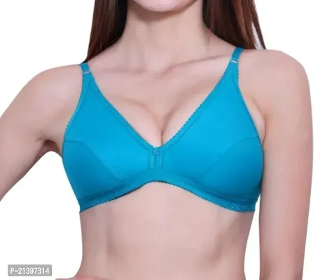 Stylish Blue Cotton Bra For Women