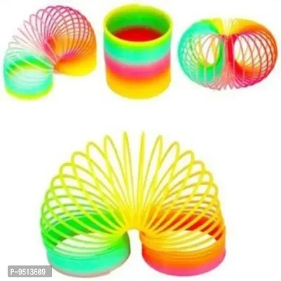 Rainbow Magic Spring Fun Playing for Kids, Bangles Pack of 4 Big Size Rings. Rainbow Bouncy Expandable Slinky Toys (Multicolor)