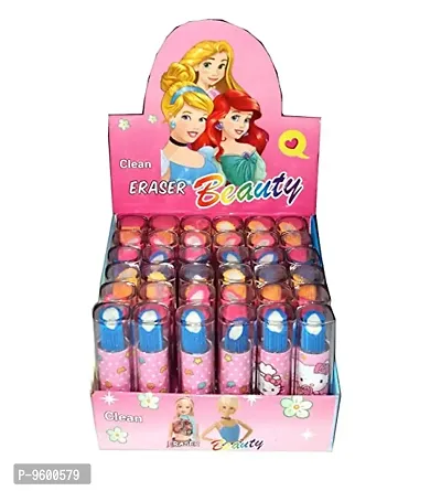 Girls Cartoon Lipstick Shaped Eraser 36 pcs Non-Toxic Eraser,(Pack of 36)-thumb0