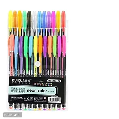 Best 24 Pieces Gel Pens Set Color Gel Pens,Glitter, Metallic, Neon Pens Set Good Gift For Coloring Kids Sketching Painting Drawing (24 Shades)-thumb0