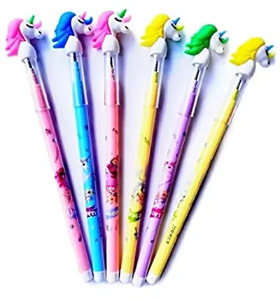 Pack of 6 Unicorn Colorful Pencils for Girls with Rubber Unicorn Tops, Multi-Color, Party Favor, Birthday Return Gift for All Age Group
