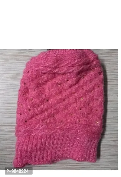 Unique Collection Women Stylish Woolen Soft Quality Winter Beanie Cap (Free Size) (Pack of 1,Multicolor)