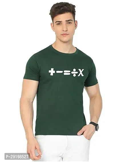 Reliable Green Cotton Solid Round Neck Tees For Men