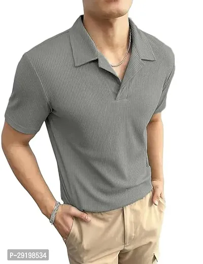 Reliable Grey Cotton Solid Round Neck Tees For Men