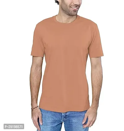 Reliable Coffee Cotton Solid Round Neck Tees For Men-thumb0