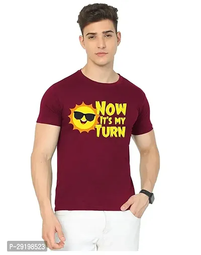 Reliable Maroon Cotton Solid Round Neck Tees For Men-thumb0