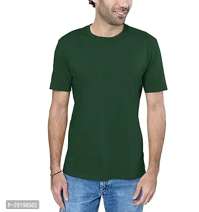 Reliable Green Cotton Solid Round Neck Tees For Men-thumb0