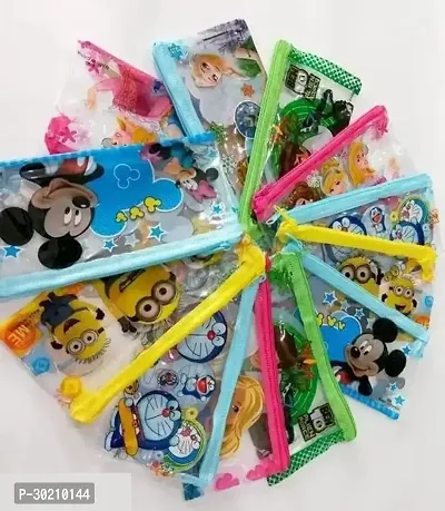 Pack of 12 Gifting Square Kids Pvc Plastic Pencil Pouch for Kids