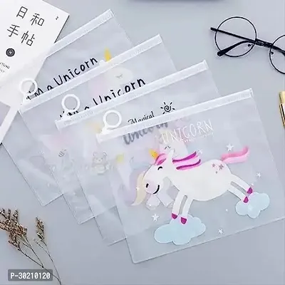 Unicorn Design Transparent Pencil Pouch Case for Kids Pack Of 10