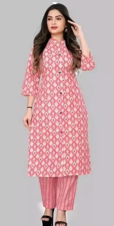 Classic Straight Cotton Blend Printed Kurta Bottom Set