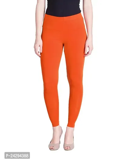 Fabulous Orange Cotton Solid Leggings For Women