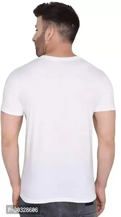 Reliable White Polyester Blend Printed Round Neck Tees For Men-thumb2