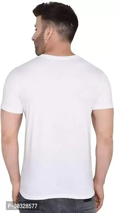 Reliable White Polyester Blend Printed Round Neck Tees For Men-thumb2