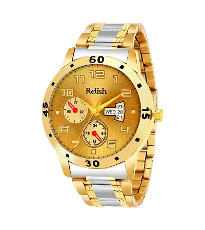 Relish Analogue Dual Tone Men's Watch RE-BB8213 (Gold Dial Gold Colored Strap)