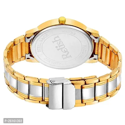 Relish PREMIUM Party Wear - Dual Tone Golden  Silver Chain, Day  Date Analog Watch - For Men-thumb2