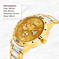 Relish PREMIUM Party Wear - Dual Tone Golden  Silver Chain, Day  Date Analog Watch - For Men-thumb2