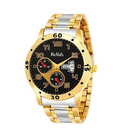 Relish Analogue Dual Tone Men's Watch RE-BB8214 (Gold Dial Gold Colored Strap)