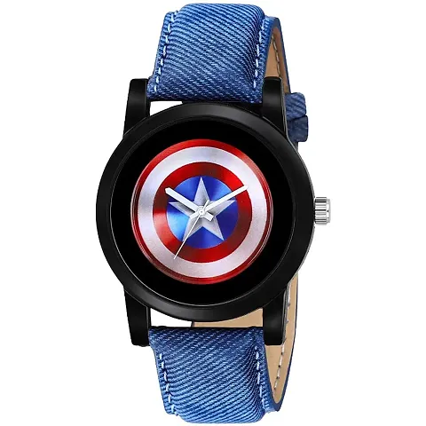 Relish captain america Casual Watch for Mens Boys (Blue Colored Strap)