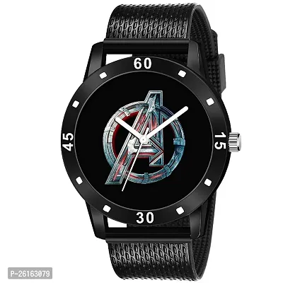 Relish captain america Casual Watch for Mens  Boys (Black Colored Strap)-thumb0