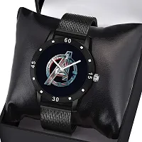 Relish captain america Casual Watch for Mens  Boys (Black Colored Strap)-thumb2