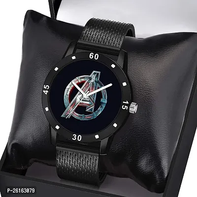 Relish captain america Casual Watch for Mens  Boys (Black Colored Strap)-thumb3