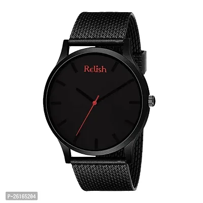 Relish Analogue Black Dial Mens Watch (Black Dial Black Colored Strap)| (Black)-thumb0