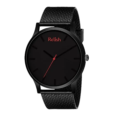 Relish Analogue Dial Mens Watch (Black Dial Colored Strap)| (Black)