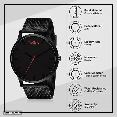 Relish Analogue Black Dial Mens Watch (Black Dial Black Colored Strap)| (Black)-thumb4