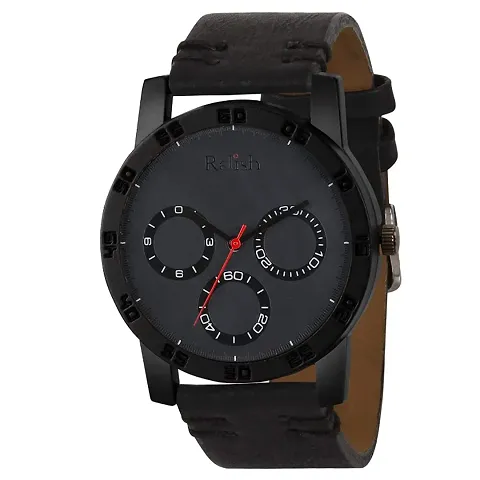 Relish Men's Black Stainless Steel Case Analog Display Quartz Watch | RE-BB1092