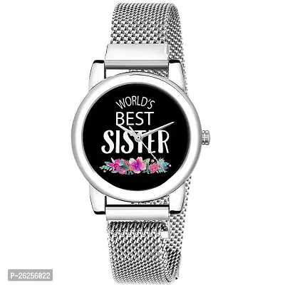 Relish Worlds Best Sister Dail, Silver Strap Analog Watch for Girls  Women | Gift for Sister-thumb0