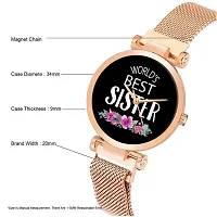 Relish Worlds Best Sister, Rose Gold Magnetic Mesh Strap Analog Watch for Girls  Women-thumb1